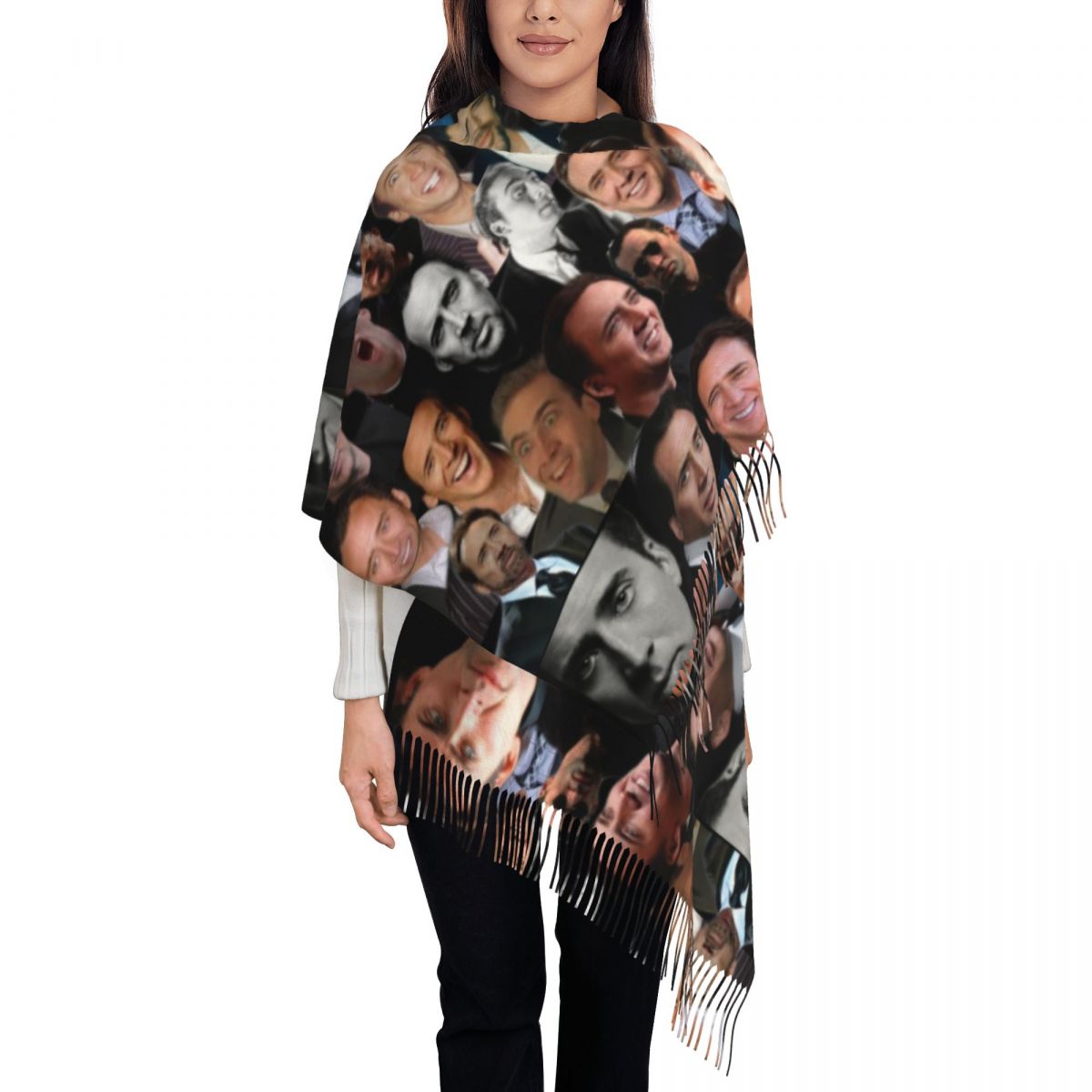 Pashmina Wrap Large - Nicolas Cage Colllage Sjaal Wraps Vrouwen