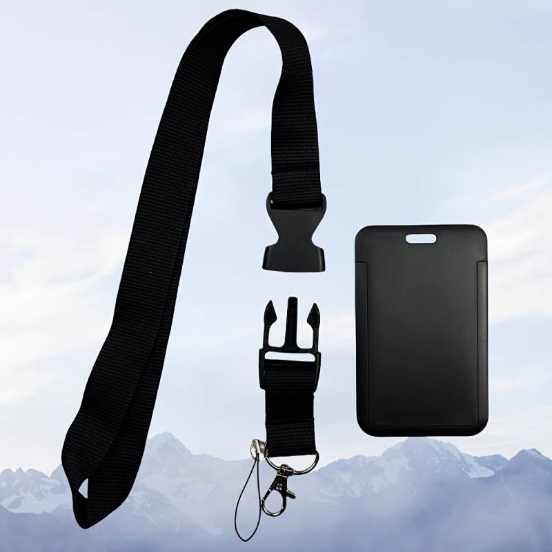 Lanyard Badge Holder - Zwarte nekband badgehouder set met afneembare